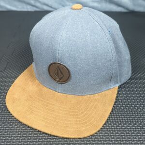 VOLCOM Snapback Hat Cap Men's Grey Classic Logo Suede Adjustable One Size Skate
